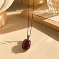 Red Crystal Pendant Necklace for Women Elegant Red Garnet Pendant Necklace with Black Chain for Women's Fashion Jewelry