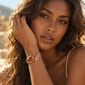 Amber Leaf Cuff Bracelet – Crystal-Embellished Statement Jewelry for Women