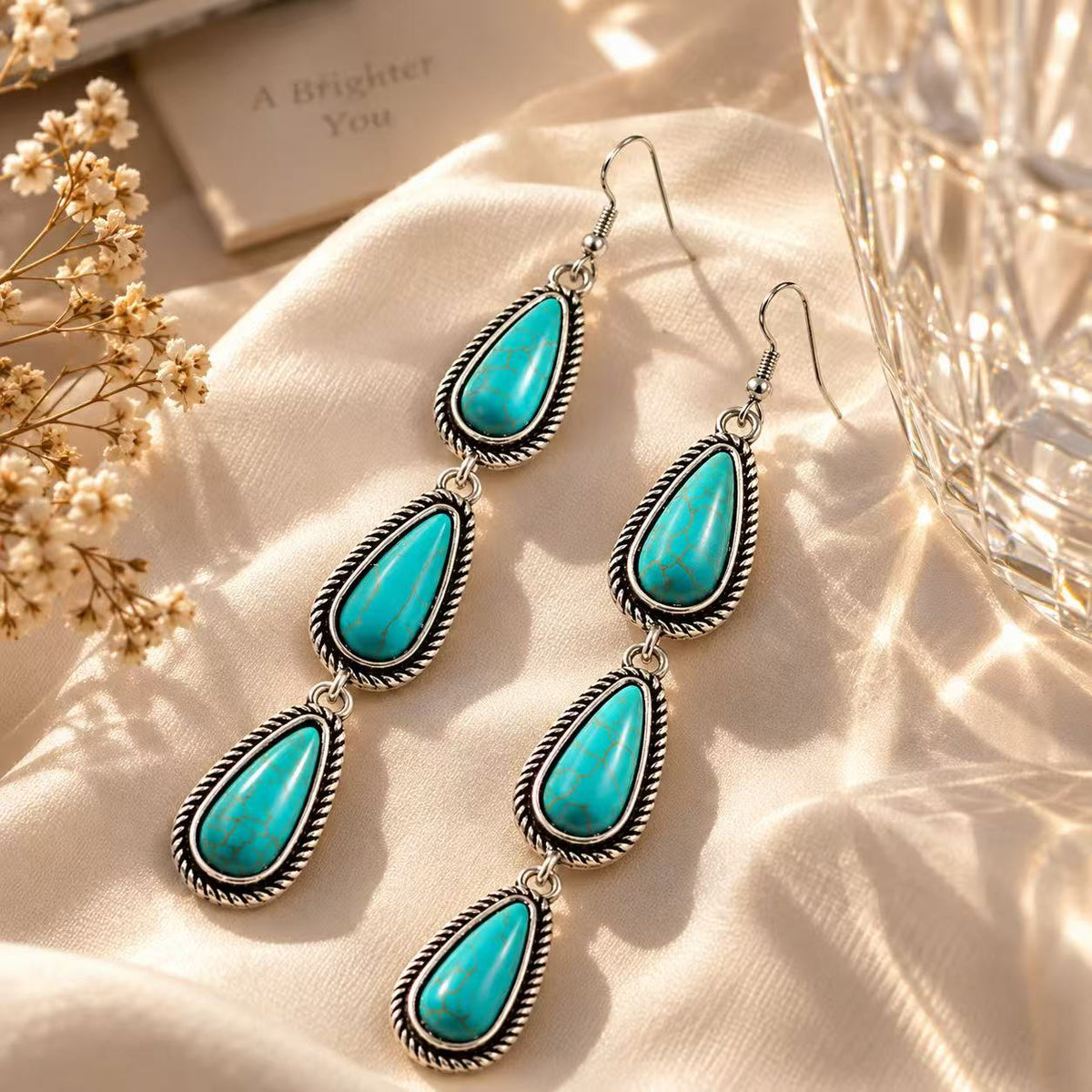 Earrings for Women, Vintage Silver Tone Statement Drop Earrings, Festival Vacation Jewelry Gift