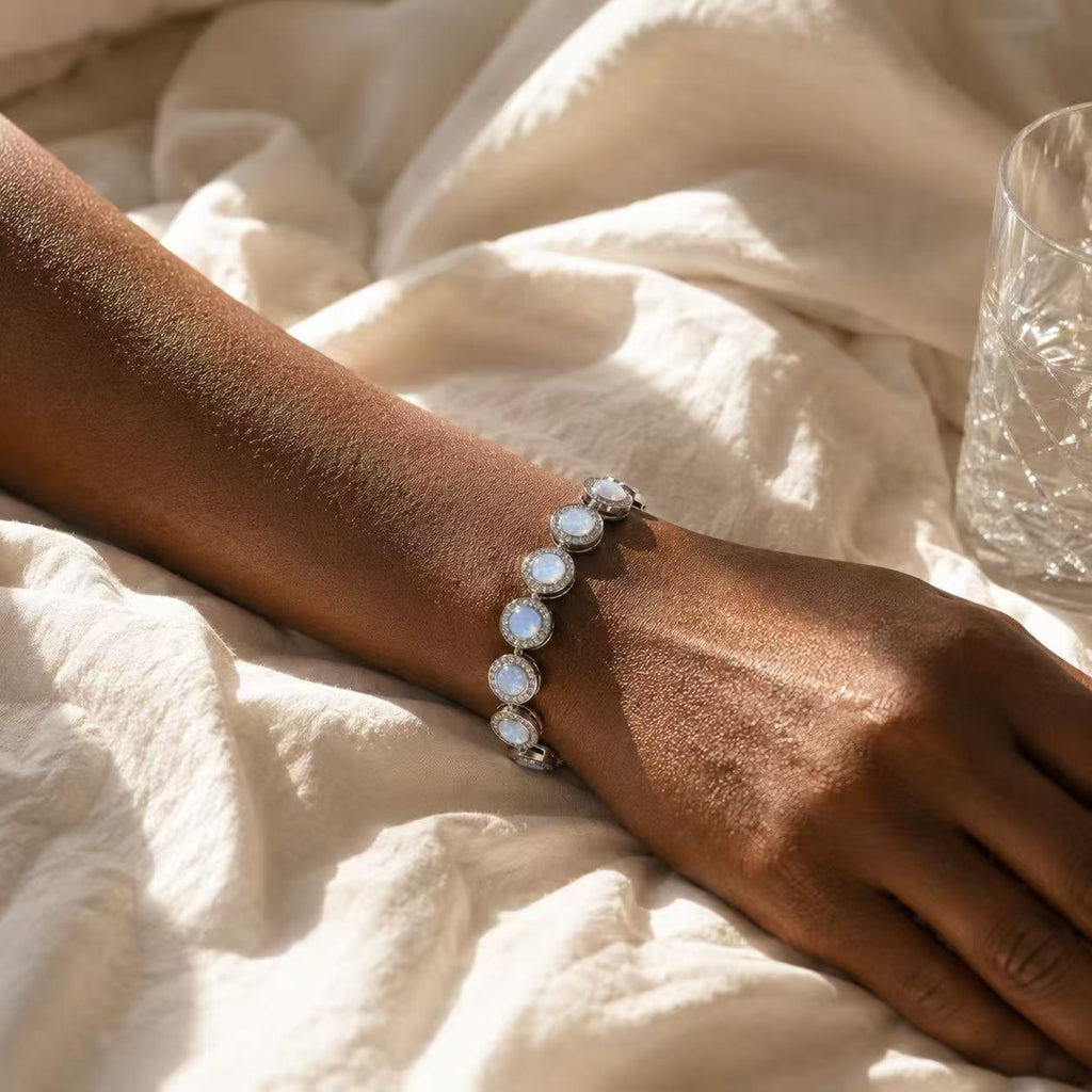 Opal Glow Link Bracelet – Sterling Silver & Iridescent Opal Crystal