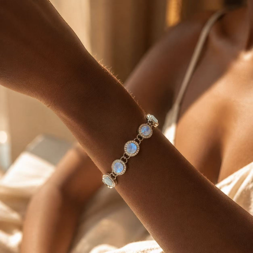 Opal Glow Link Bracelet – Sterling Silver & Iridescent Opal Crystal