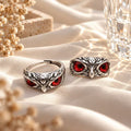 Vintage Owl Eye Adjustable Ring – Gothic Animal Statement Ring, Retro Silver Tone Open Band Jewelry, Unisex Couple Gift