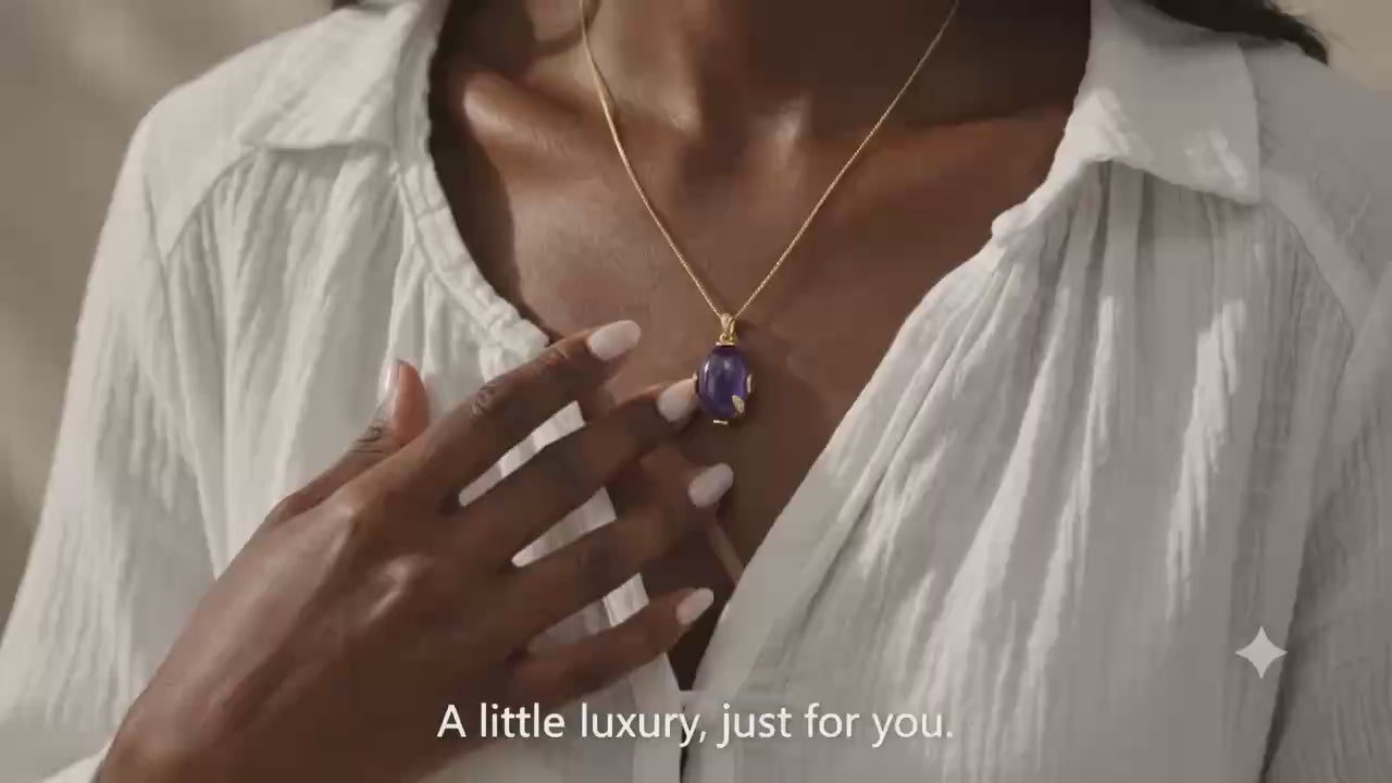 Amethyst Crystal Necklace Elegant Purple Amethyst Pendant Necklace in Gold Chain for Women's Fashion Jewelry