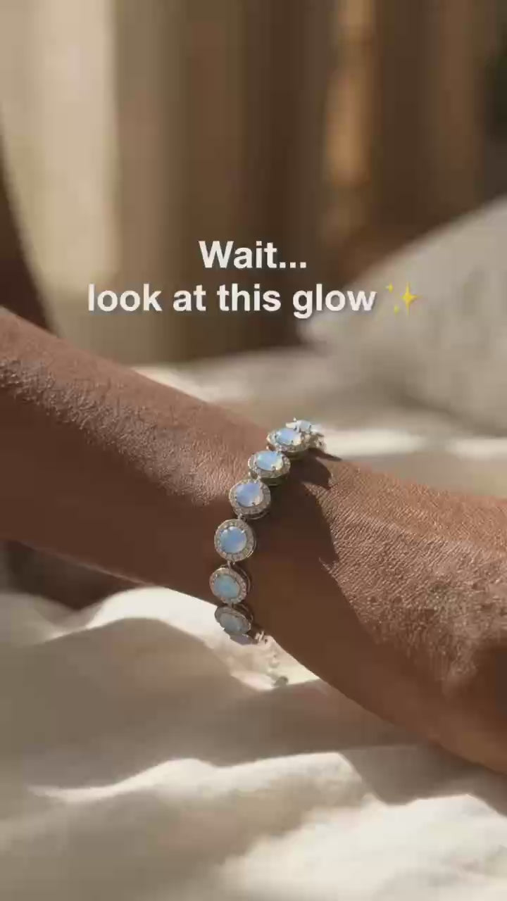 Opal Glow Link Bracelet – Sterling Silver & Iridescent Opal Crystal
