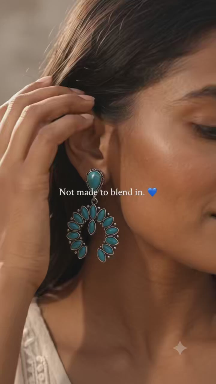 Boho blue Teardrop Dangle Earrings for Women, Turquoise-Style Statement Earrings, Vintage Western Inspired Jewelry