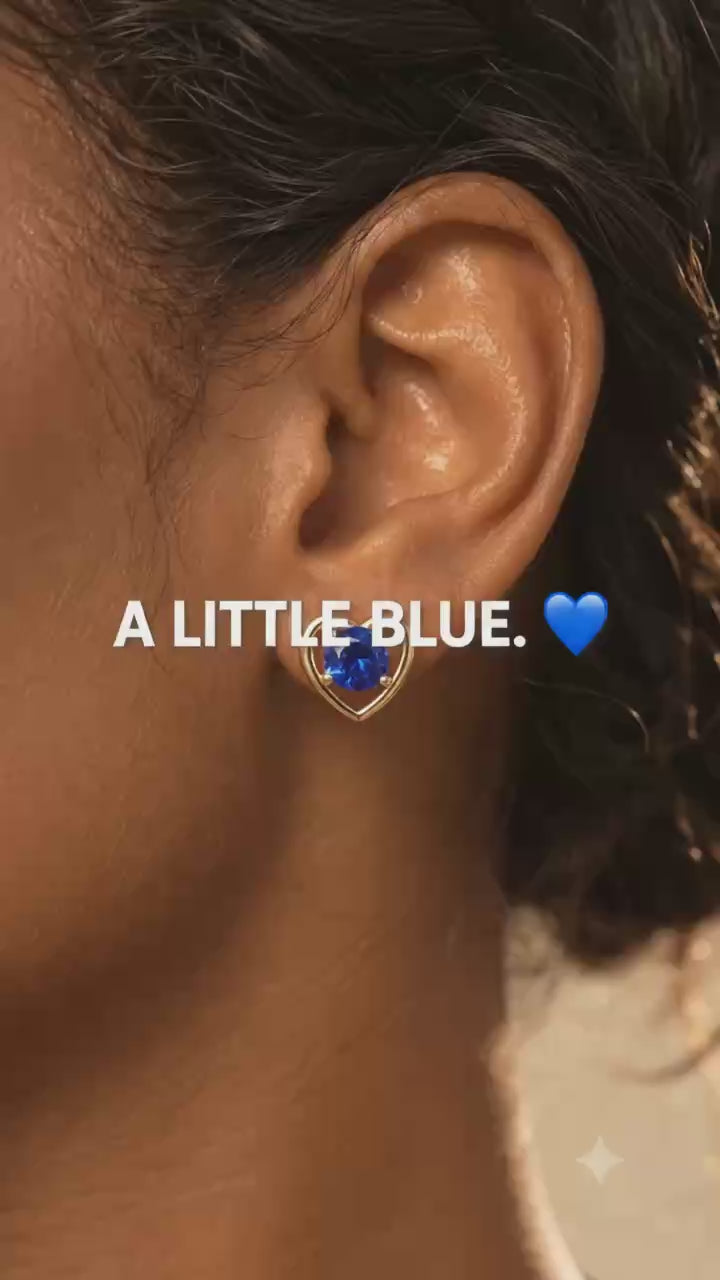 Blue Heart Jewelry Set for Women, Gold Tone Necklace, Bracelet, Earrings & Ring, Elegant Everyday Jewelry Gift